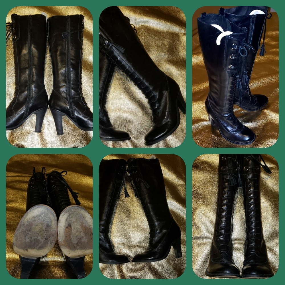 Womens Steve Madden Black Leather Boots